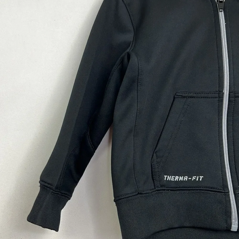 Nike Therma-fit black hooded full zip sweatshirt fleece lined EUC 2T